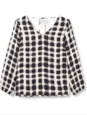 Kaffe Curve Plaid Checkered Blouse Size 50 Plus Black White NWT
